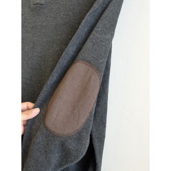 Cremieux Men's Sweater Quarter Zip Gray Brown Elbow Patches High Collar Size L - Picture 8 of 10